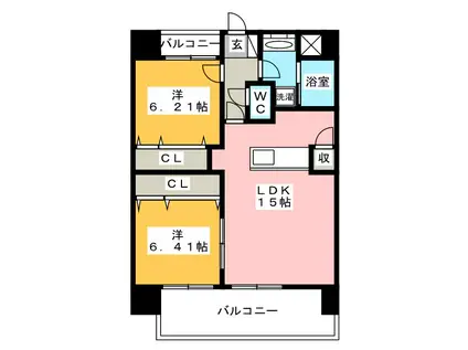 PARK PLACE 大手門(2LDK/10階)の間取り写真