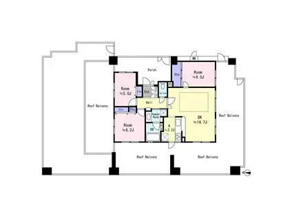 エスリード門真元町(3LDK/14階)の間取り写真