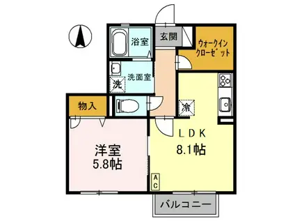 グレース古川 A棟(1LDK/2階)の間取り写真