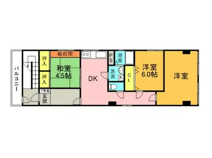 クレセント白島(3DK/5階)の間取り写真