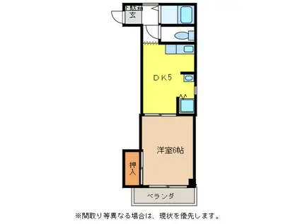 ラフォーレ岐阜(1DK/2階)の間取り写真