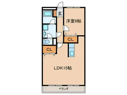 春日井駅南ハイツ(1LDK/4階)の間取り写真