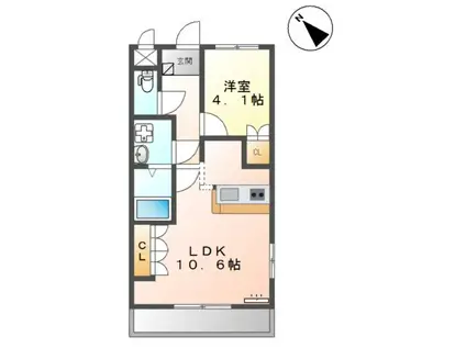 ラビットヒルズII(1LDK/2階)の間取り写真