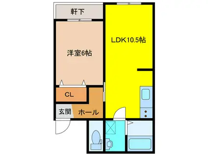 ハイツふるたに(1LDK/1階)の間取り写真