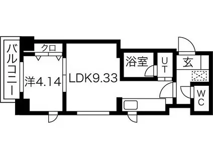 PRIME円山(1LDK/9階)の間取り写真