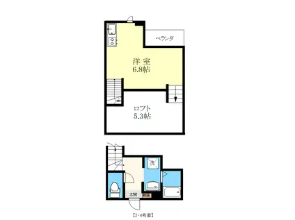 GLAD東本町 イースト(ワンルーム/1階)の間取り写真