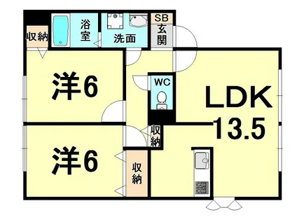 カーサアゼリアA棟(2LDK/2階)の間取り写真