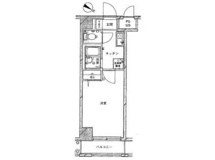 プレール三田(1K/5階)の間取り写真
