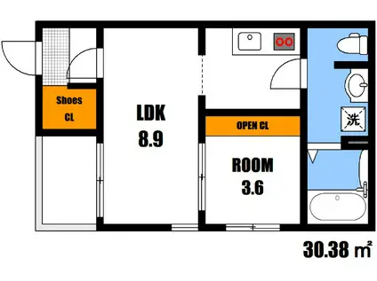 LIEN大町東(1LDK/1階)の間取り写真