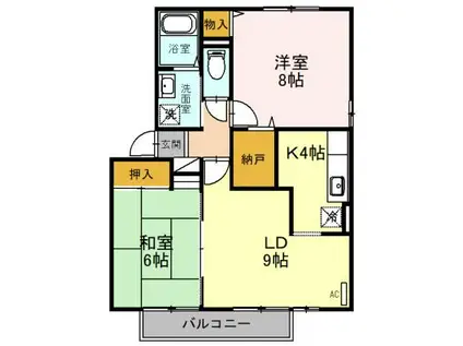 プラセールF(2LDK/2階)の間取り写真