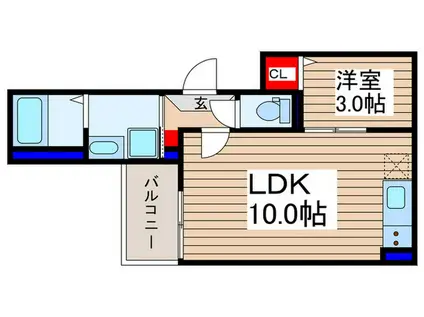 砂新田AP III(1LDK/1階)の間取り写真