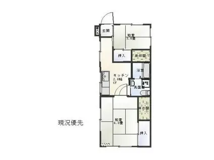 新井荘(2K/2階)の間取り写真