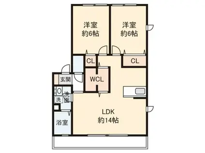 PORT ウエスト 雅II(2LDK/1階)の間取り写真