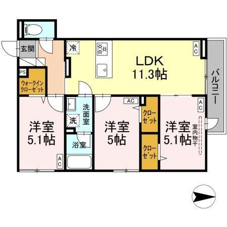 セレスティア西新井II(3LDK/2階)の間取り写真