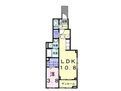 ヴェルドミール(1LDK/1階)の間取り写真