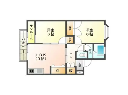 ヴィラグレース(2LDK/2階)の間取り写真