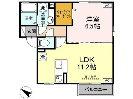 ボンシック4番館(1LDK/2階)の間取り写真