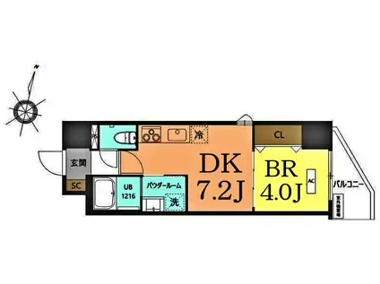 K.CURACION(1DK/8階)の間取り写真