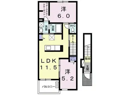 ルネス開成B(2LDK/2階)の間取り写真