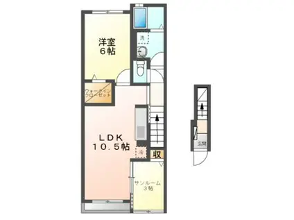ファーネス上ヶ峰(1LDK/2階)の間取り写真