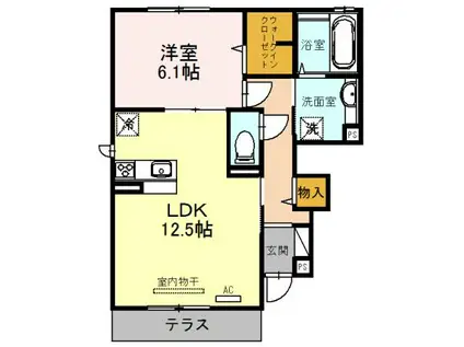 セジュール上之島 B棟(1LDK/1階)の間取り写真