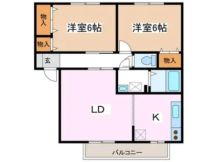 シャンドフルールA棟(2LDK/1階)の間取り写真