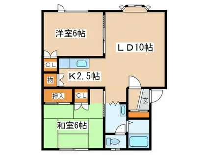 ノースプルメリア(2LDK/2階)の間取り写真