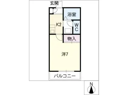 ヒルズ楽園(1K/1階)の間取り写真