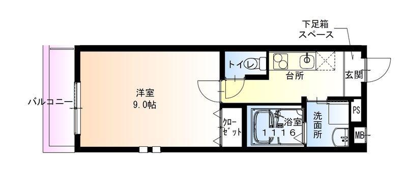 フジパレス湊駅南(1K/2階)の間取り写真