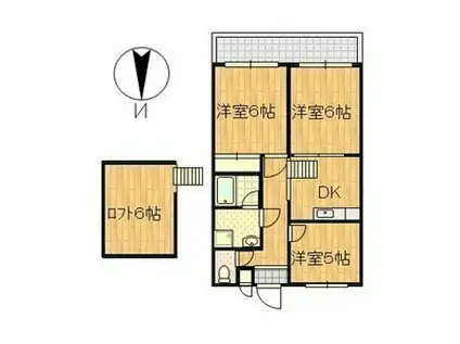 フローラルマンション(3SDK/1階)の間取り写真