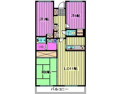 アーバン・ヴィラ(3LDK/2階)の間取り写真
