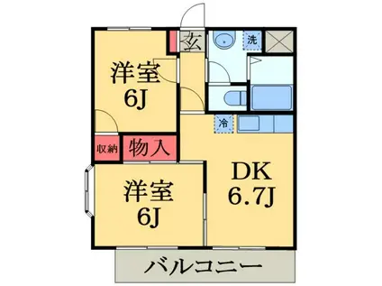 グリーンハイツ島野(2DK/2階)の間取り写真