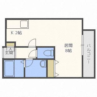 ラウルあいの里(1K/2階)の間取り写真