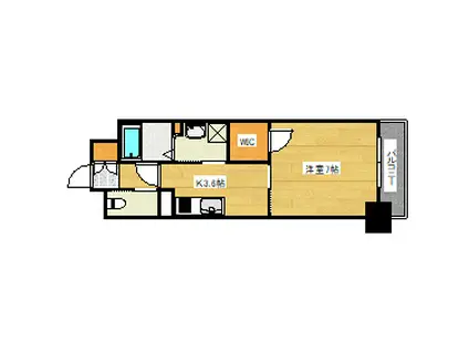 ラルジュ皆実(1K/4階)の間取り写真