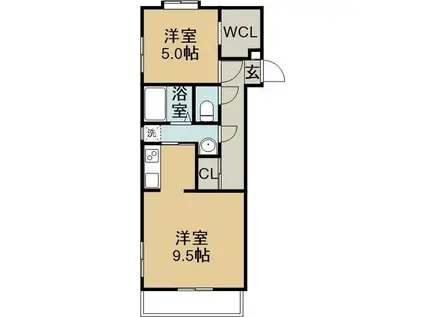 エターナル(1LDK/2階)の間取り写真