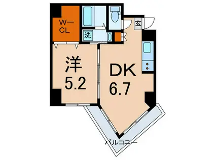 フォンティーナ・K(1DK/2階)の間取り写真