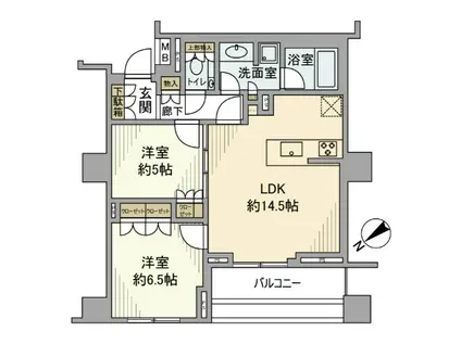 パークハウス小石川(2LDK/2階)の間取り写真