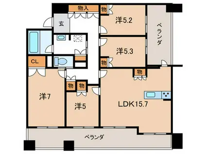 ロイヤルクレスト豊田(4LDK/8階)の間取り写真