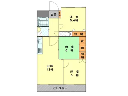テレス ハラ(3LDK/4階)の間取り写真