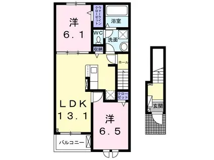 ラックス(2LDK/2階)の間取り写真