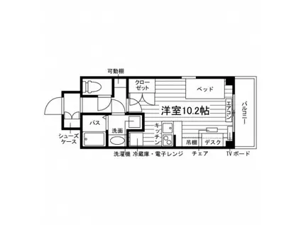 リビスタ盛岡(ワンルーム/4階)の間取り写真