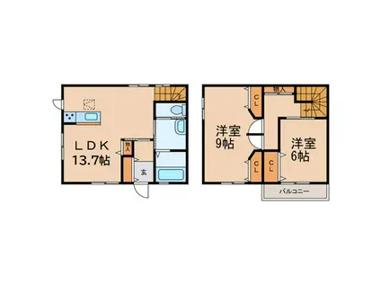 LA FERIO 栄谷B(2LDK/1階)の間取り写真