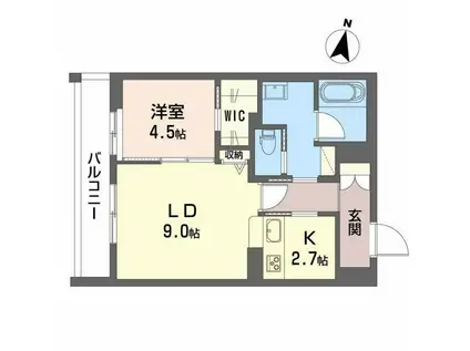 フォルビート八橋(1LDK/2階)の間取り写真