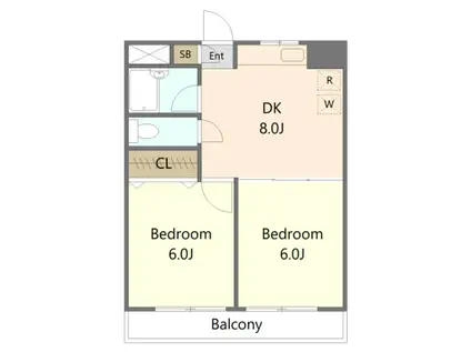 M・リトルブラウン(2DK/3階)の間取り写真