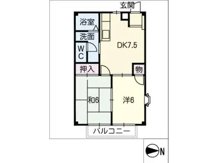 ハイツけいがく(2DK/2階)の間取り写真