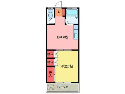 北坂戸ハイツ(1DK/2階)の間取り写真