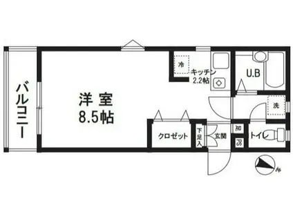 マロンハウス(ワンルーム/1階)の間取り写真