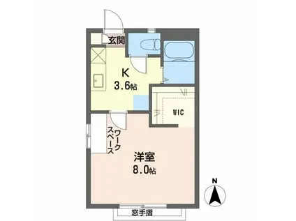 グランシャリオ湖浜(1K/2階)の間取り写真