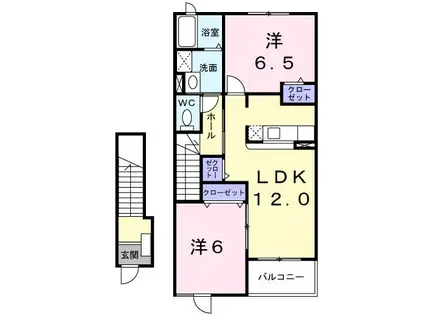 コスモパレス(2LDK/2階)の間取り写真