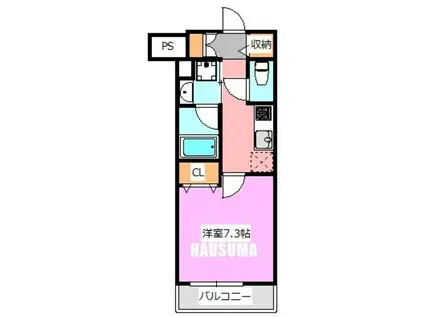 GRAND REVE HIGASHIOGU(1K/4階)の間取り写真